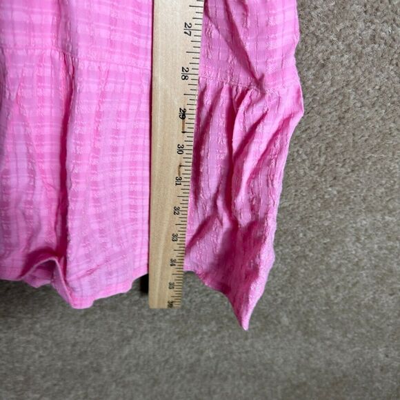 French Connection Birch Dress‎ Size 12 Pink Puff Sleeve V Neck Tiered Cutout NEW - Picture 8 of 13